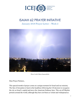 ISAIAH 62 PRAYER INITIATIVE January 2018 Prayer Letter – Week 2