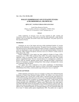 Pollen Morphology of Eustachys Tenera (Chloridoideae, Gramineae)