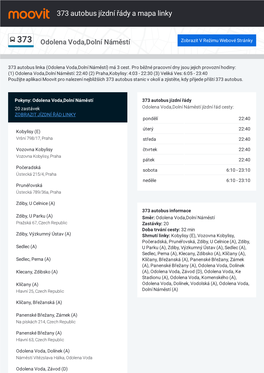 373 Autobus Jízdní Řády a Mapa Cesty Linky