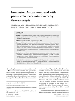 Immersion A-Scan Compared with Partial Coherence Interferometry Outcomes Analysis