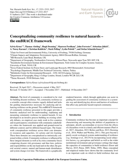 Conceptualizing Community Resilience to Natural Hazards – the Embrace Framework