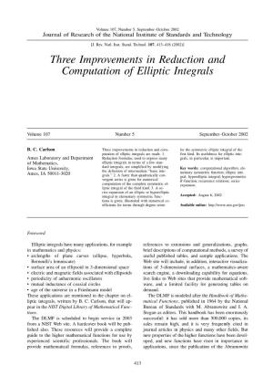 Three Improvements in Reduction and Computation of Elliptic Integrals