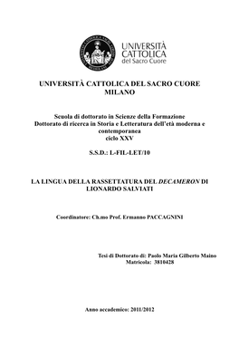 Università Cattolica Del Sacro Cuore Milano