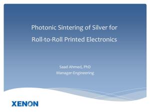 Photonic Sintering of Silver for Roll-To-Roll Printed Electronics