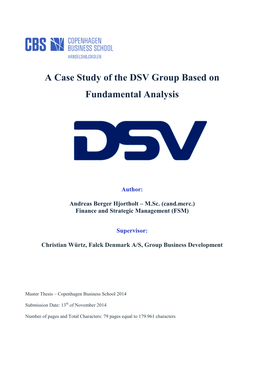 A Case Study of the DSV Group Based on Fundamental Analysis