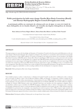 Paraíba River Basin Committee (Brazil) and Alentejo Hydrographic Region Council (Portugal) Cases Study