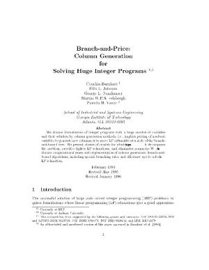 Branch-And-Price: Column Generation for Solving Huge Integer Programs ,Y