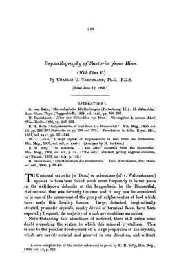 Crystallography of Sartorite from Binn. ( with Plate V.) by Cnaal~8 0