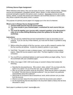 2-Primary Source Paper Assignment When Historians Write History, They