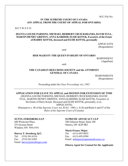 SCC File No: in the SUPREME COURT of CANADA (ON APPEAL from the COURT of APPEAL for ONTARIO) B E T W E E N: DIANNA LOUISE PARSO