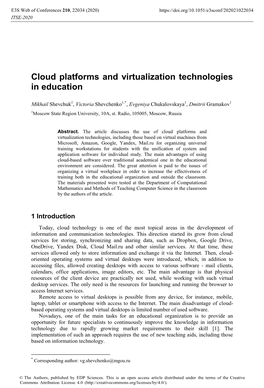 Cloud Platforms and Virtualization Technologies in Education