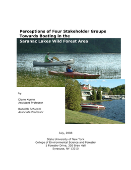 Perceptions of Stakeholders Towards Boating in the Saranac Lakes Wild