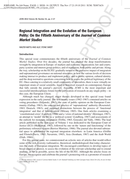 Regional Integration and the Evolution of the European Polity: on the Fiftieth Anniversary of the Journal of Common