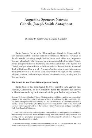 Augustine Spencer: Nauvoo Gentile, Joseph Smith Antagonist