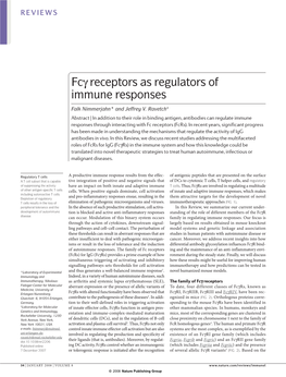 Fcγ Receptors As Regulators of Immune Responses