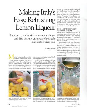 Making Italy's Easy, Refreshing Lemon Liqueur