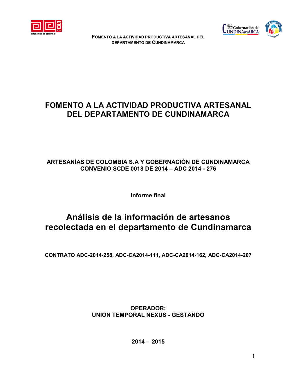 Análisis De La Información De Artesanos Recolectada En El Departamento De Cundinamarca