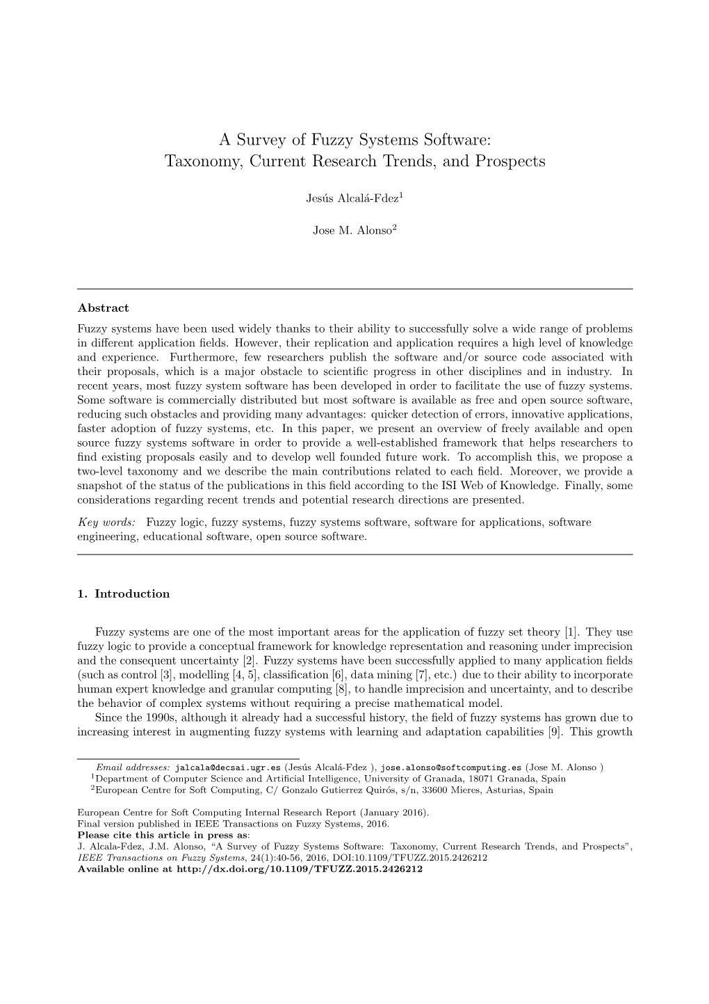 A Survey of Fuzzy Systems Software: Taxonomy, Current Research Trends, and Prospects