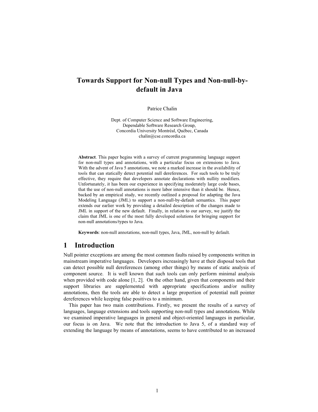 Towards Support for Non-Null Types and Non-Null-By- Default in Java 1