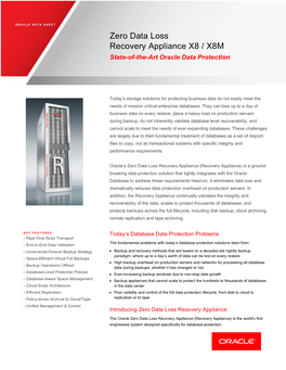 Zero Data Loss Recovery Appliance X8 / X8M