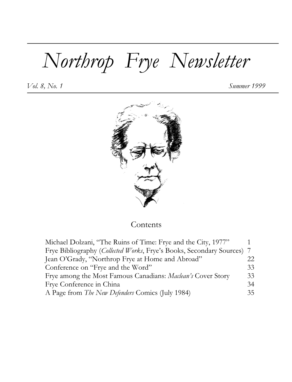 Northrop Frye Newsletter