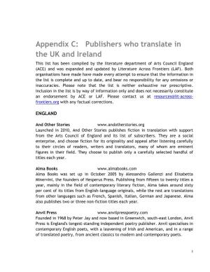 Publishers Who Translate in the UK and Ireland