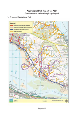 Aspirational Path Report for A094 Dumbarton to Helensburgh Cycle Path