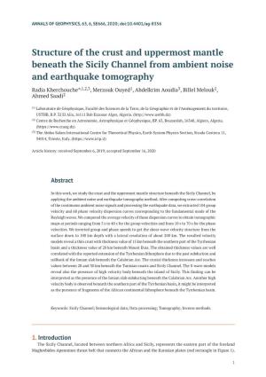 Structure of the Crust and Uppermost Mantle Beneath the Sicily Channel from Ambient Noise and Earthquake Tomography