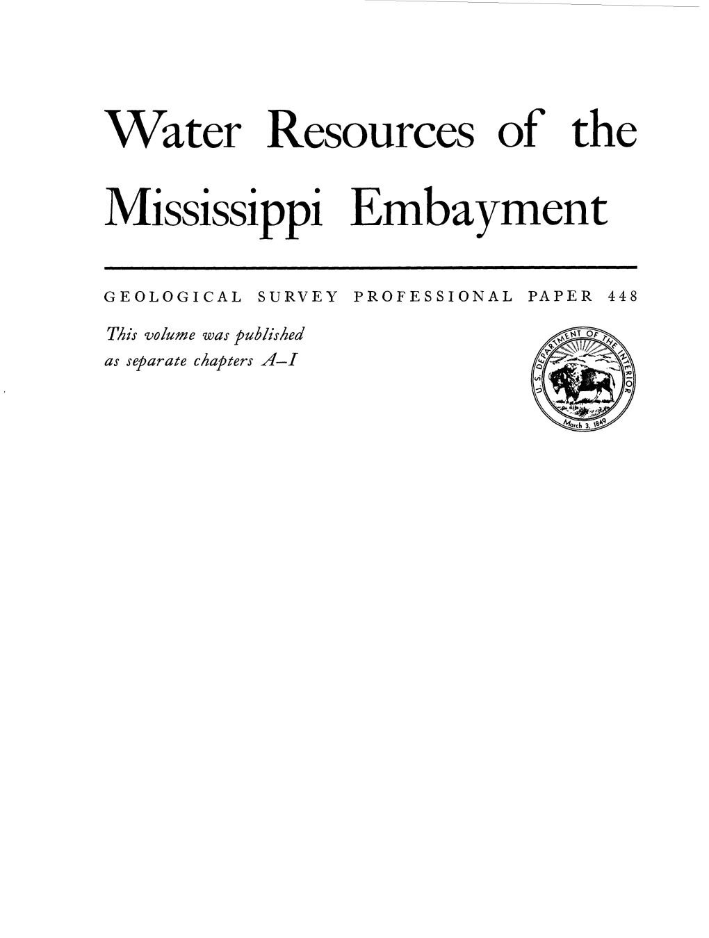 Water Resources of the Mississippi Embayment