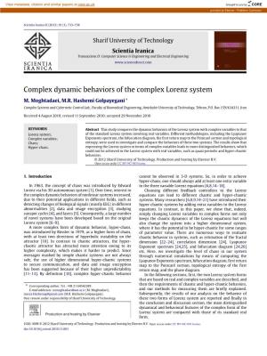 Complex Dynamic Behaviors of the Complex Lorenz System