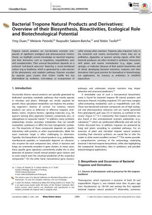 Bacterial Tropone Natural Products and Derivatives