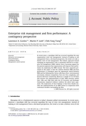 Enterprise Risk Management and Firm Performance