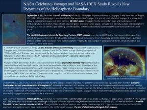 NASA Celebrates Voyager and NASA IBEX Study Reveals New Dynamics of the Heliospheric Boundary