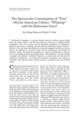 The Spectacular Consumption of “True” African American Culture: “Whassup” with the Budweiser Guys?