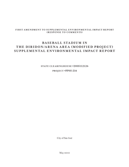 Baseball Stadium in the Diridon/Arena Area (Modified Project) Supplemental Environmental Impact Report