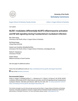 Scholarly Commons NLRX1 Modulates Differentially NLRP3