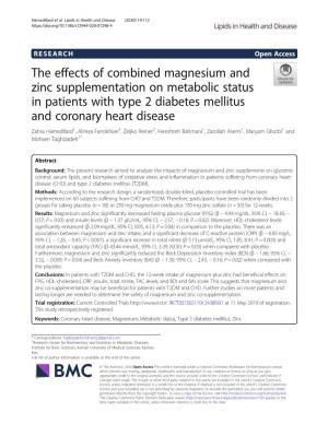 The Effects of Combined Magnesium and Zinc Supplementation On