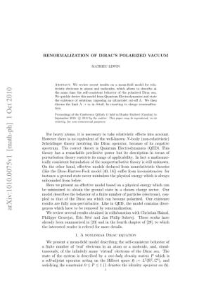 Renormalization of Dirac's Polarized Vacuum