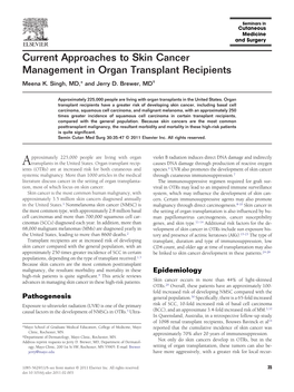 Current Approaches to Skin Cancer Management in Organ Transplant Recipients Meena K