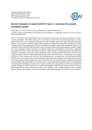 Interior Dynamics of Super-Earth 55 Cancri E Constrained by General Circulation Models