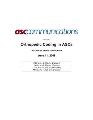 Orthopedic Coding in Ascs