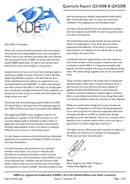 KDE E.V. Quarterly Report 2008Q3/Q4