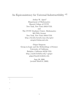 An Equiconsistency for Universal Indestructibility ∗†‡