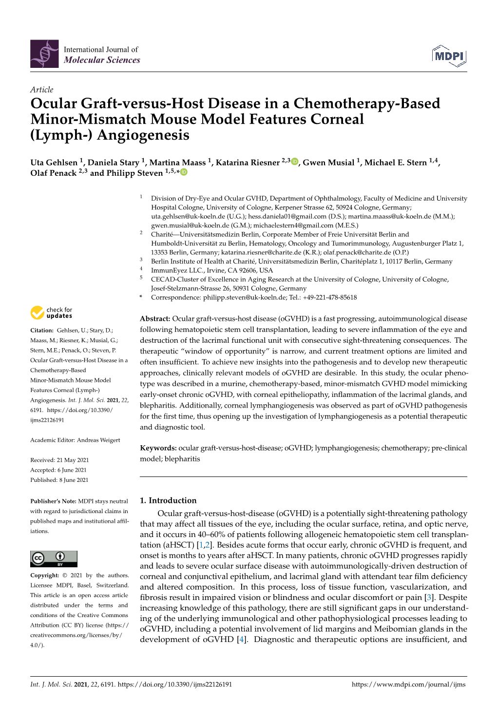 Ocular Graft-Versus-Host Disease in a Chemotherapy-Based Minor-Mismatch Mouse Model Features Corneal (Lymph-) Angiogenesis