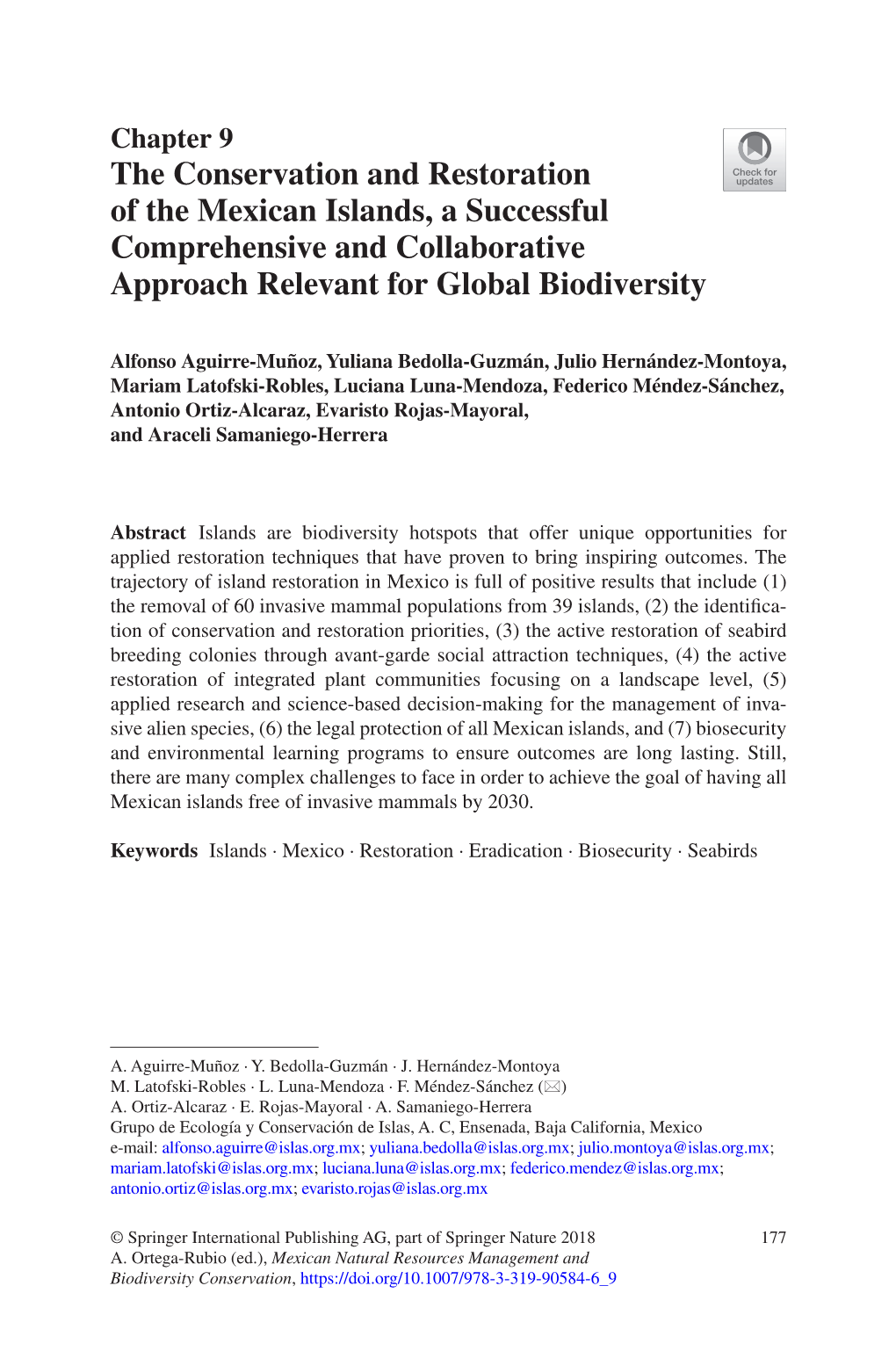 The Conservation and Restoration of the Mexican Islands, a Successful Comprehensive and Collaborative Approach Relevant for Global Biodiversity