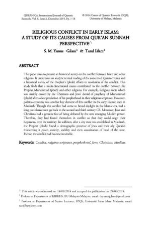 Religious Conflict in Early Islam: a Study of Its Causes from Qur'an Sunnah