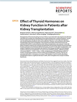 Effect of Thyroid Hormones on Kidney Function in Patients After