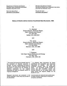 Status of Atlantic Salmon Stocks of Southwest New Brunswick, 1996