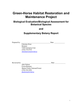 Green-Horse Habitat Restoration and Management Project Botany BABE Specialist Report