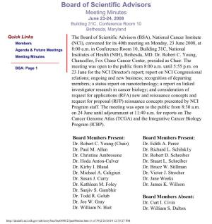 Board of Scientific Advisors Meeting Minutes of June 23-24, 2008